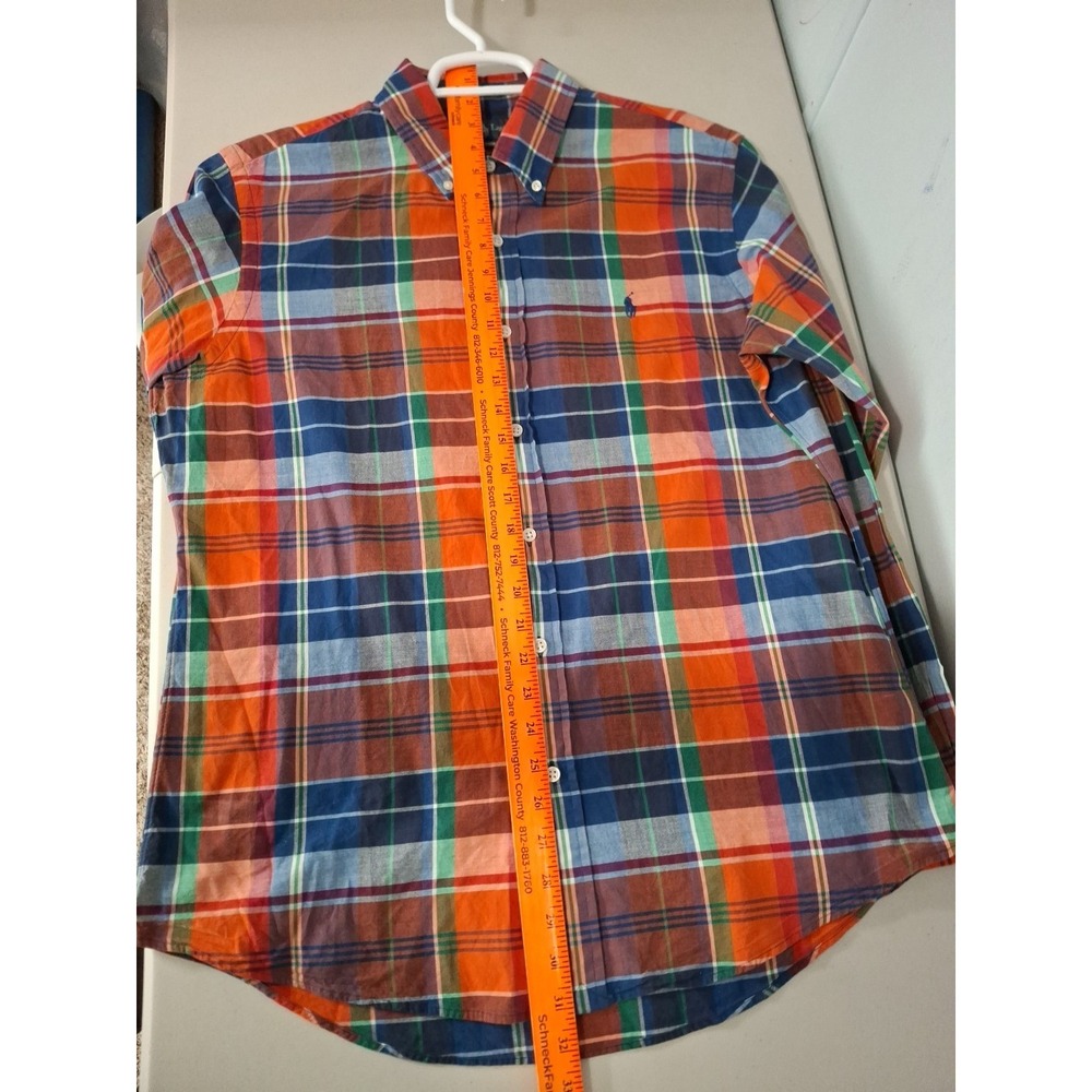 Vintage Ralph Lauren Shirt‎ Mens Large Orange  Plaid Button Up Long Sleeve - Picture 9 of 10